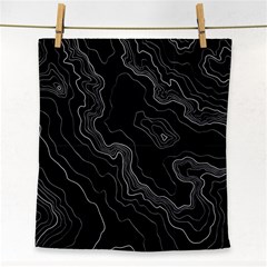 Black Topography Face Towel by goljakoff