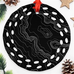 Black Topography Round Filigree Ornament (two Sides) by goljakoff