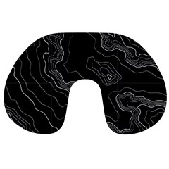 Black Topography Travel Neck Pillow by goljakoff