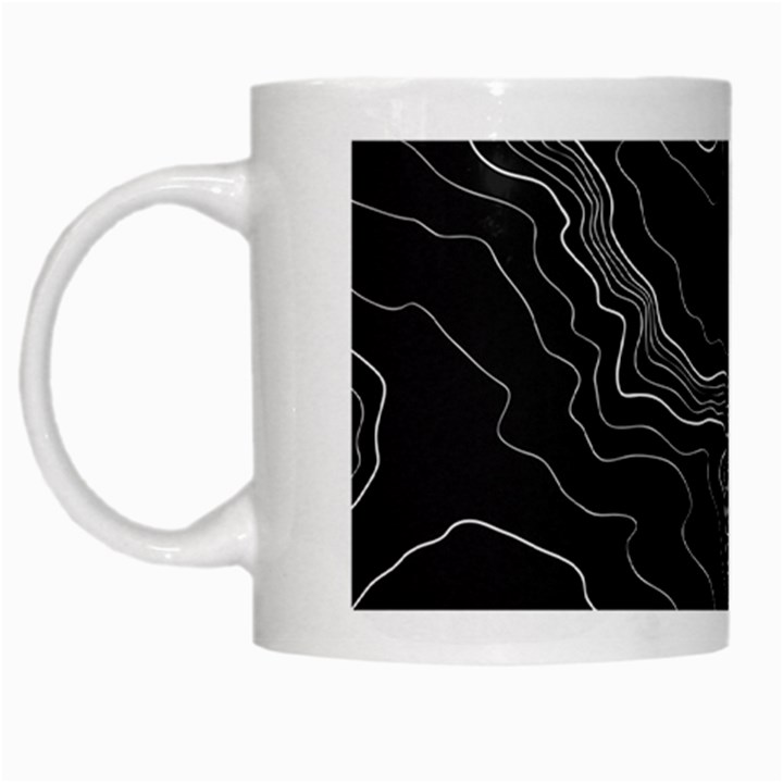 Black Topography White Mugs