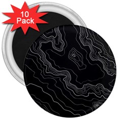 Black Topography 3  Magnets (10 Pack)  by goljakoff