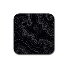 Black Topography Rubber Coaster (square)  by goljakoff