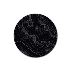 Black Topography Rubber Round Coaster (4 Pack)  by goljakoff