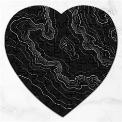 Black Topography Jigsaw Puzzle (heart) by goljakoff