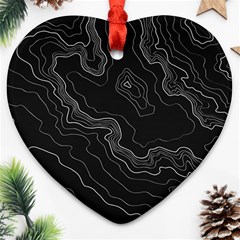 Black Topography Heart Ornament (two Sides) by goljakoff