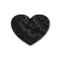 Black Topography Rubber Coaster (heart)  by goljakoff