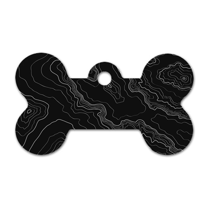 Black Topography Dog Tag Bone (One Side)