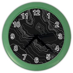 Black Topography Color Wall Clock by goljakoff