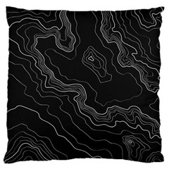 Black Topography Large Cushion Case (one Side) by goljakoff