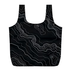 Black Topography Full Print Recycle Bag (l) by goljakoff