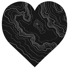 Black Topography Wooden Puzzle Heart by goljakoff