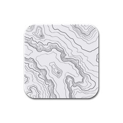 Topography Map Rubber Square Coaster (4 Pack)  by goljakoff