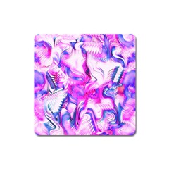 Hot Pink Fuchsia Flower Fantasy  Square Magnet by CrypticFragmentsDesign