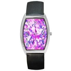 Hot Pink Fuchsia Flower Fantasy  Barrel Style Metal Watch by CrypticFragmentsDesign