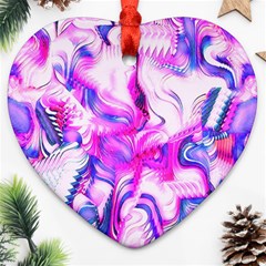 Hot Pink Fuchsia Flower Fantasy  Heart Ornament (two Sides) by CrypticFragmentsDesign