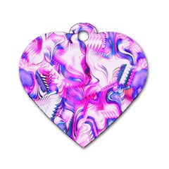 Hot Pink Fuchsia Flower Fantasy  Dog Tag Heart (one Side) by CrypticFragmentsDesign