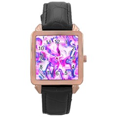 Hot Pink Fuchsia Flower Fantasy  Rose Gold Leather Watch  by CrypticFragmentsDesign