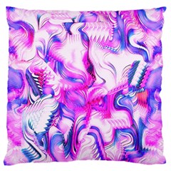 Hot Pink Fuchsia Flower Fantasy  Large Flano Cushion Case (one Side) by CrypticFragmentsDesign