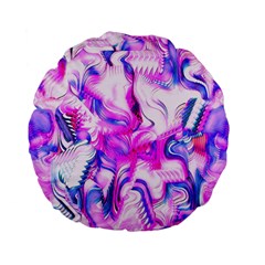 Hot Pink Fuchsia Flower Fantasy  Standard 15  Premium Flano Round Cushions by CrypticFragmentsDesign