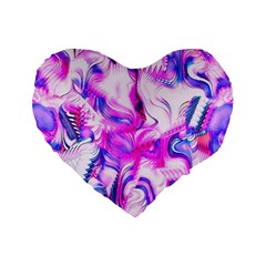 Hot Pink Fuchsia Flower Fantasy  Standard 16  Premium Flano Heart Shape Cushions by CrypticFragmentsDesign