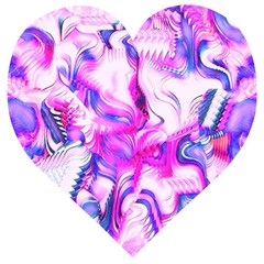 Hot Pink Fuchsia Flower Fantasy  Wooden Puzzle Heart by CrypticFragmentsDesign