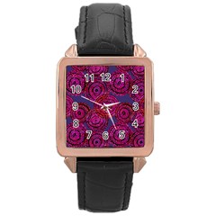 Unusual Circles  Abstraction Rose Gold Leather Watch  by SychEva