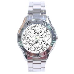 Black And White Grunge Abstract Print Stainless Steel Analogue Watch