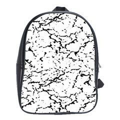 Black And White Grunge Abstract Print School Bag (XL)