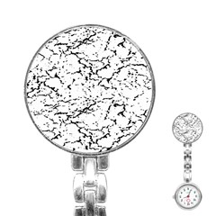 Black And White Grunge Abstract Print Stainless Steel Nurses Watch