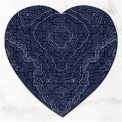 Blue Topography Jigsaw Puzzle (heart) by goljakoff