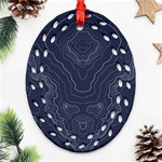 Blue Topography Oval Filigree Ornament (Two Sides) Front