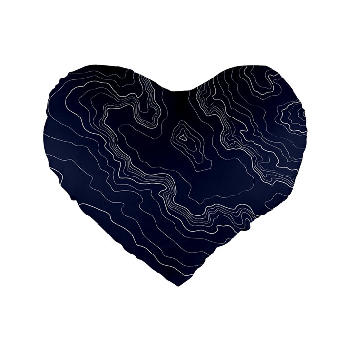 Topography map Standard 16  Premium Heart Shape Cushions