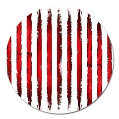 Red Stripes Magnet 5  (round) by goljakoff