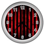 Red lines Wall Clock (Silver) Front