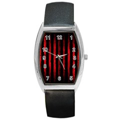 Red Lines Barrel Style Metal Watch by goljakoff