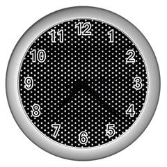 Stars On Black Ink Wall Clock (silver) by goljakoff