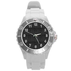 Stars On Black Ink Round Plastic Sport Watch (l) by goljakoff