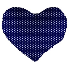 Stars Blue Ink Large 19  Premium Heart Shape Cushions by goljakoff