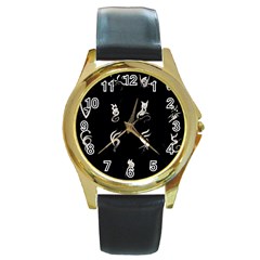 Katzen Cats Katzen Cats Round Gold Metal Watch by WetdryvacsLair