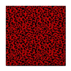 Red And Black Leopard Spots, Animal Fur Tile Coaster by Casemiro