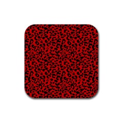 Red And Black Leopard Spots, Animal Fur Rubber Coaster (square)  by Casemiro