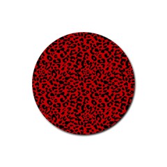 Red And Black Leopard Spots, Animal Fur Rubber Coaster (round) 