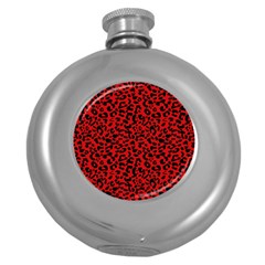 Red And Black Leopard Spots, Animal Fur Round Hip Flask (5 Oz) by Casemiro