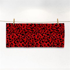 Red And Black Leopard Spots, Animal Fur Hand Towel by Casemiro