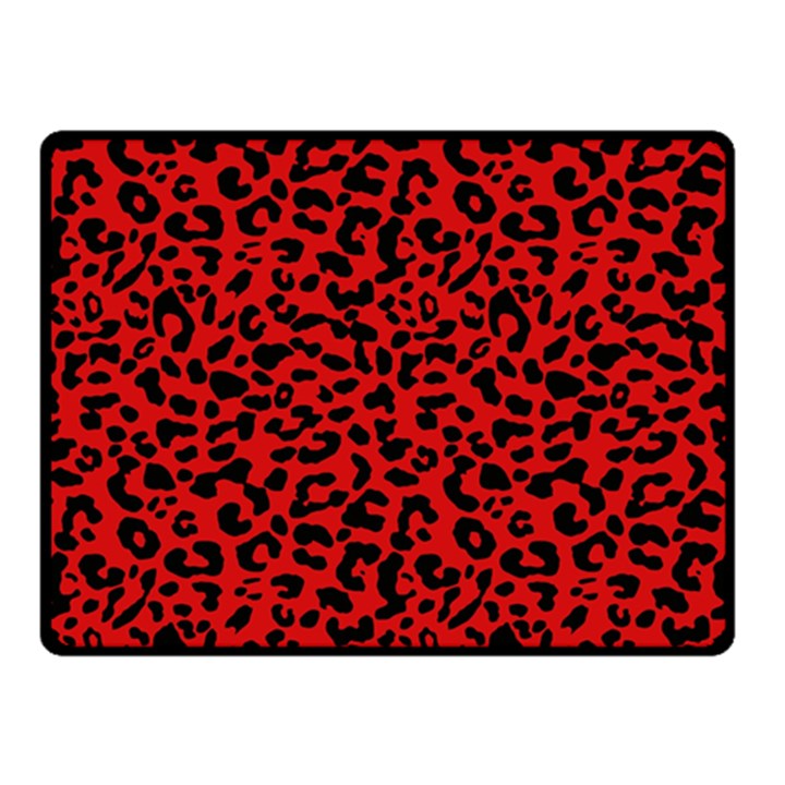 Red and black leopard spots, animal fur Fleece Blanket (Small)