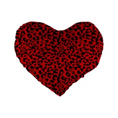 Red And Black Leopard Spots, Animal Fur Standard 16  Premium Flano Heart Shape Cushions by Casemiro