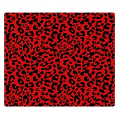 Red And Black Leopard Spots, Animal Fur Double Sided Flano Blanket (small)  by Casemiro