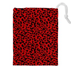 Red And Black Leopard Spots, Animal Fur Drawstring Pouch (5xl) by Casemiro