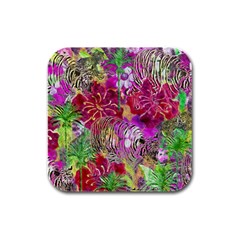 Jungle Love Rubber Square Coaster (4 Pack)  by PollyParadise