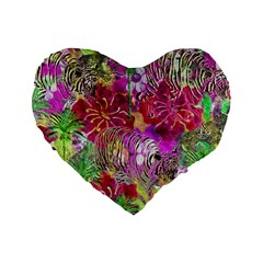 Jungle Love Standard 16  Premium Heart Shape Cushions by PollyParadise